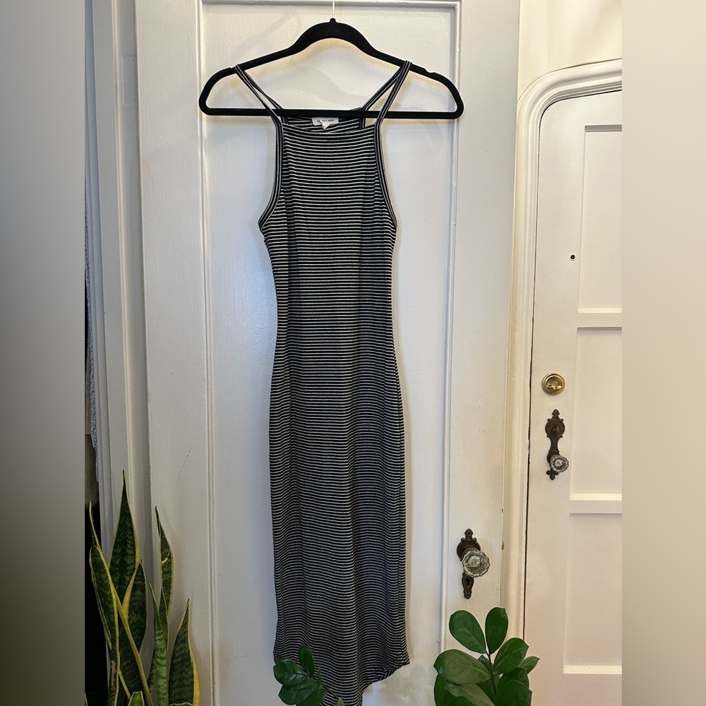 Black and White Striped Midi Dress